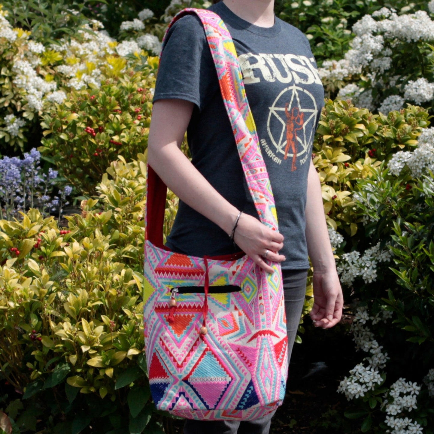 Vibrant Woven Shoulder Bag.