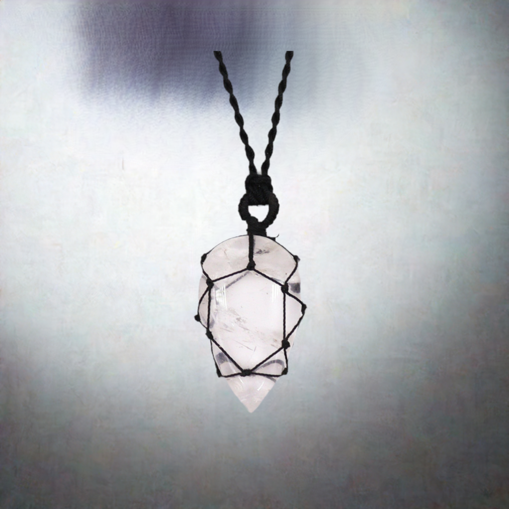 Handcrafted Laced Gemstone Pendant - Rock Quartz