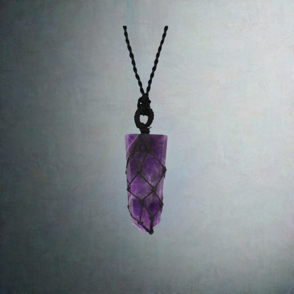 Handcrafted Laced Gemstone Pendant - Amethyst