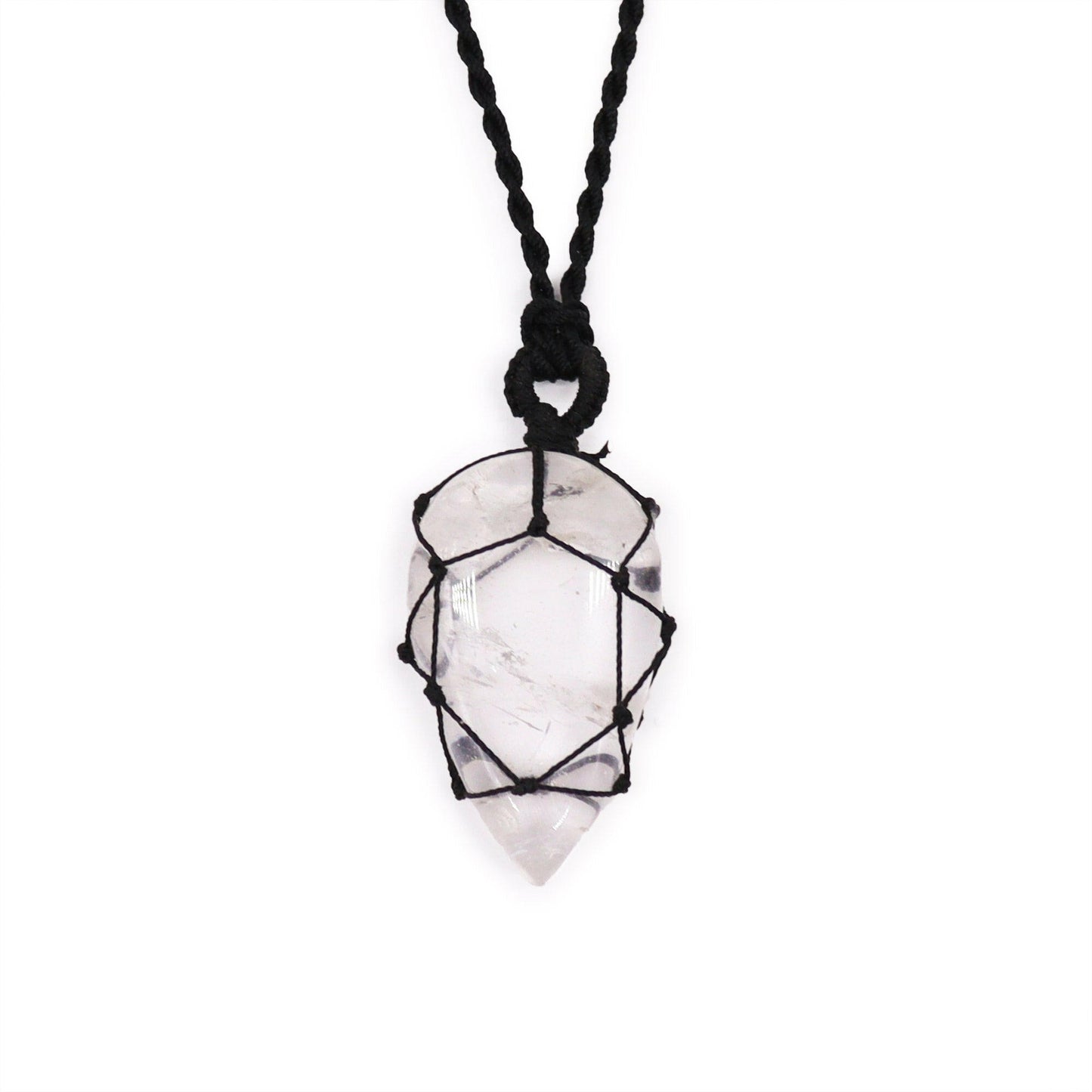 Handcrafted Laced Gemstone Pendant - Rock Quartz