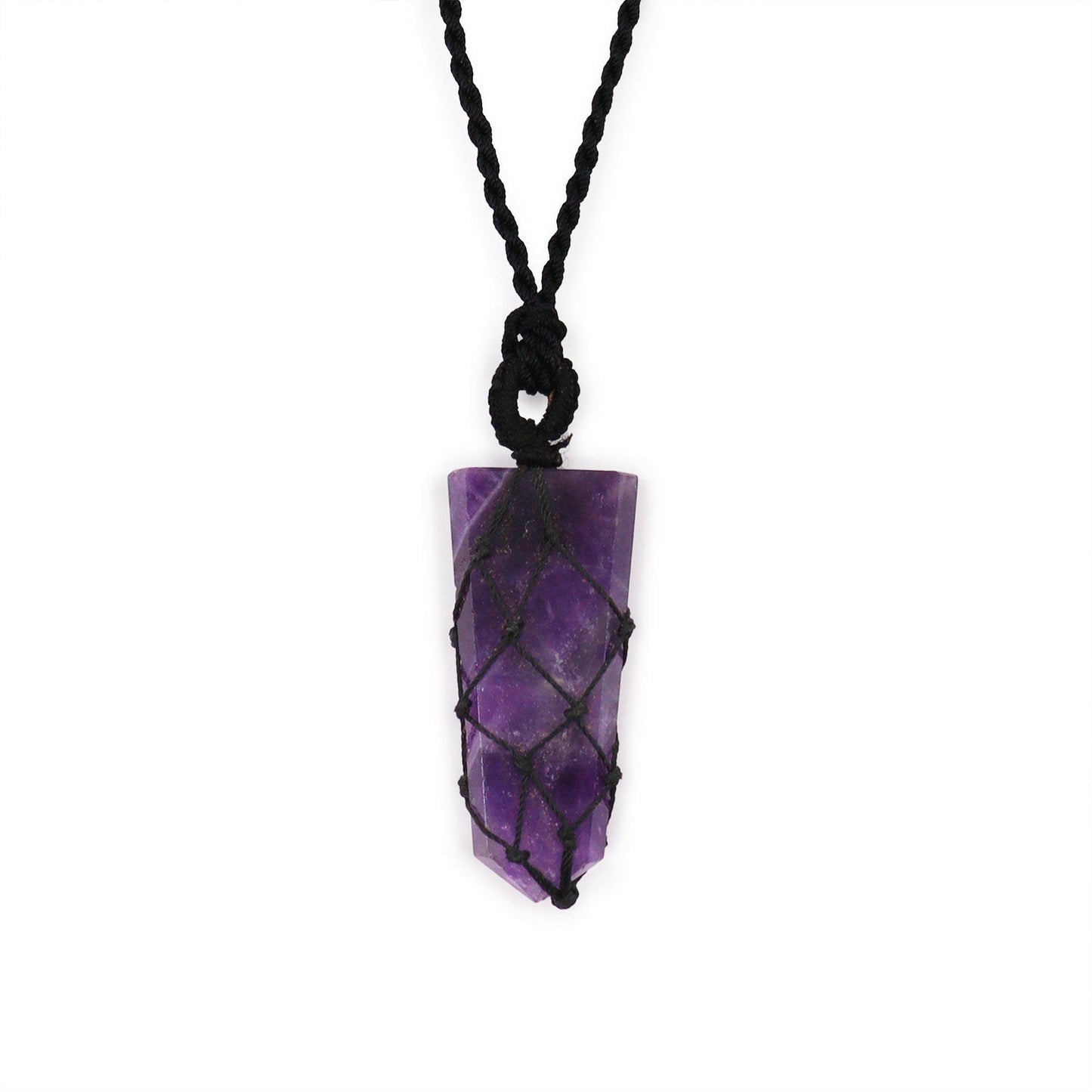 Handcrafted Laced Gemstone Pendant - Amethyst