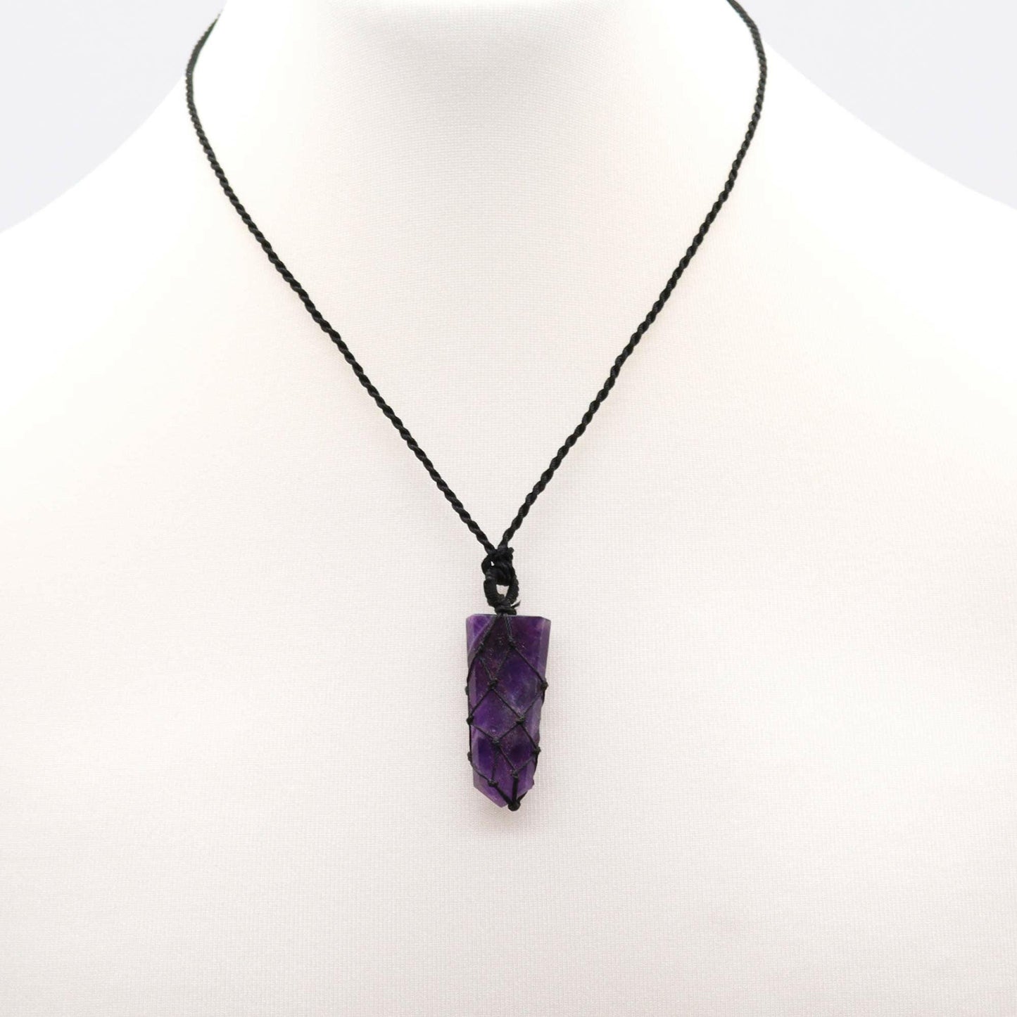 Handcrafted Laced Gemstone Pendant - Amethyst